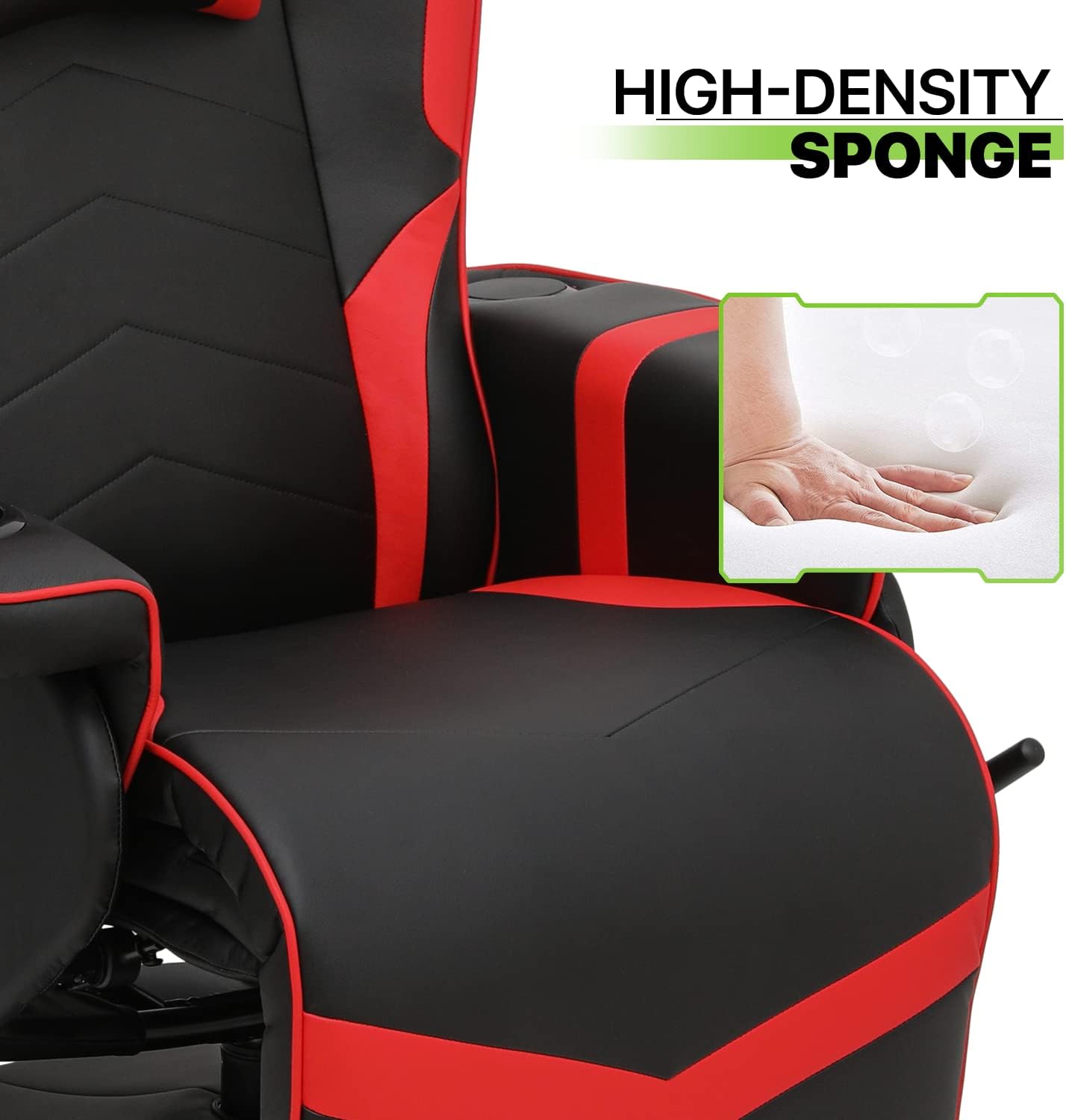 Red PU Leather 360° Swivel Recliner Massage Chair with Footrest B4399
