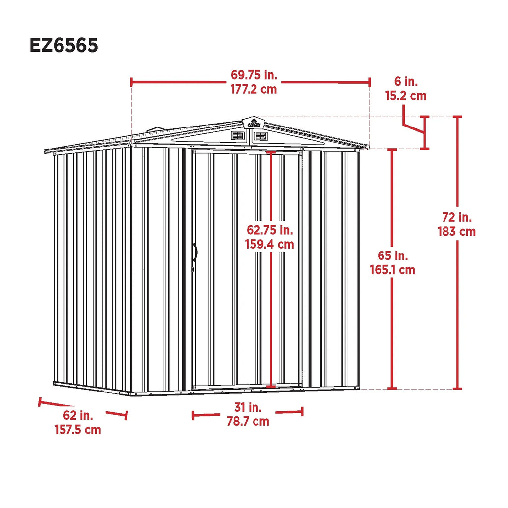 6 x 5 ft Galvanized Steel Storage Shed Q515487