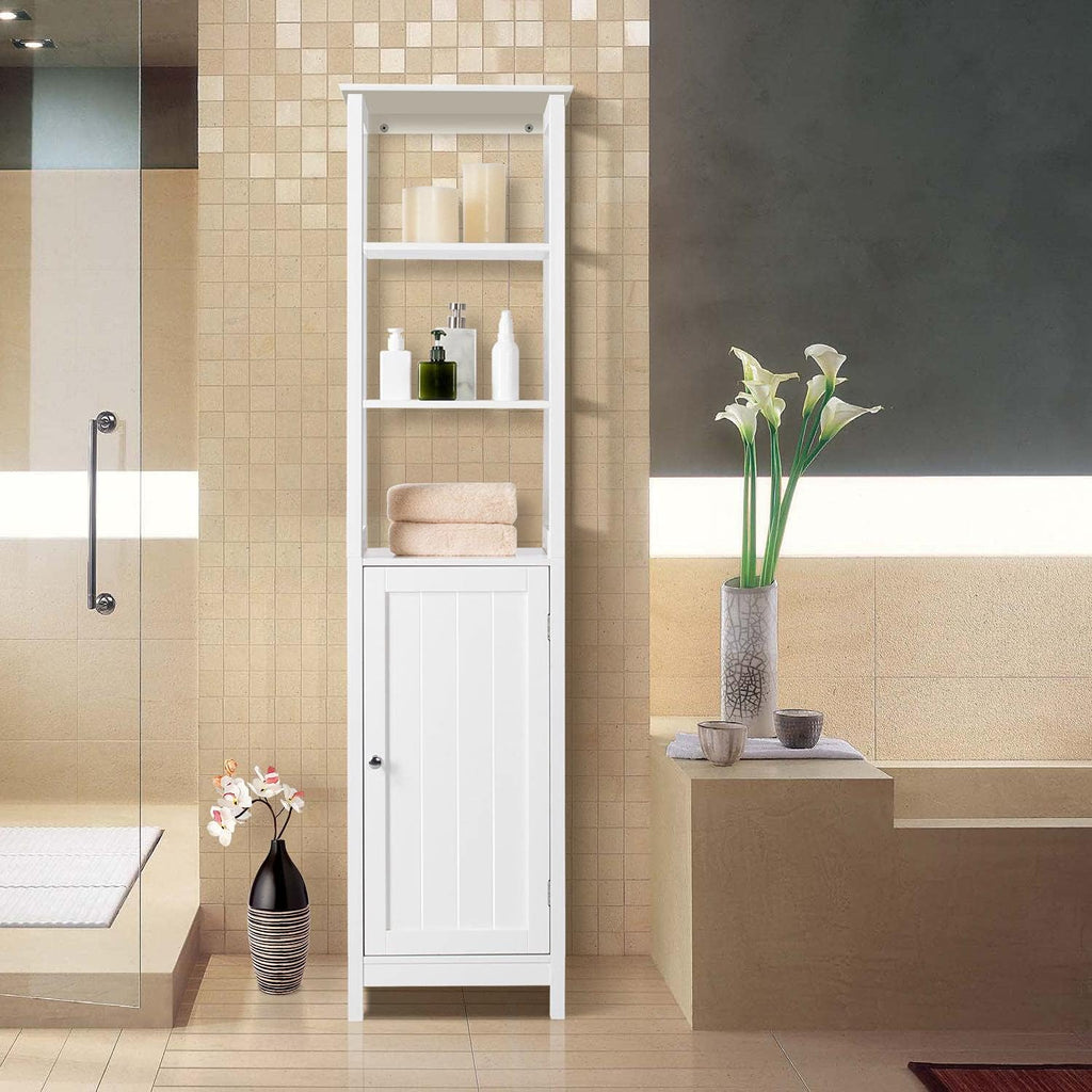 Tall Bathroom Storage Cabinet with 3 Tier Shelf and Door W55335