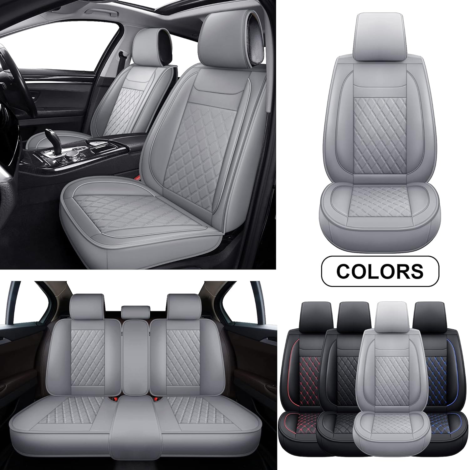 Full Set Faux Leather Car Seat Covers G405844