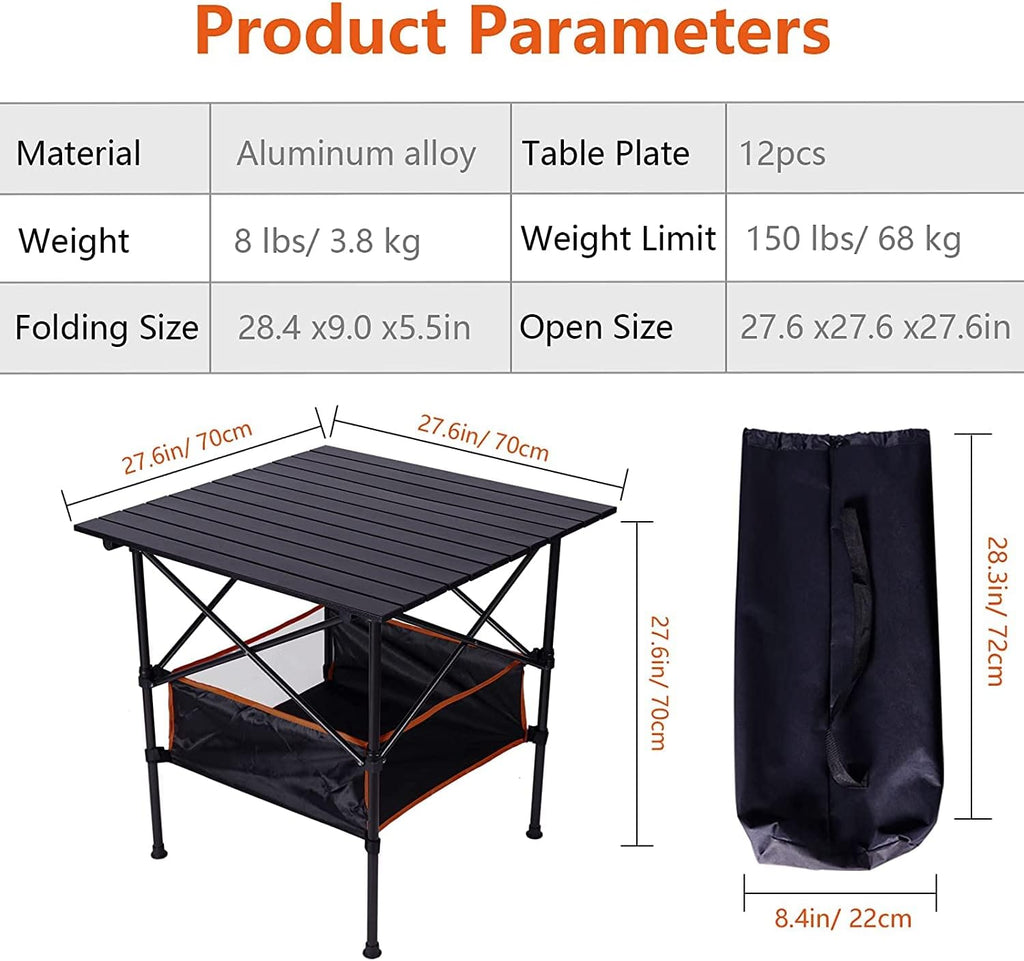 Heavy Duty Aluminum Camping Table with Carry Bag W88987