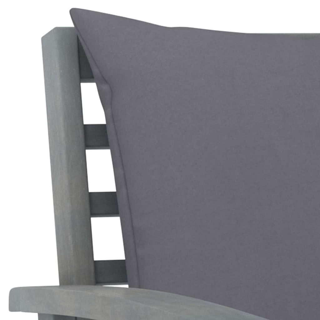 3 Piece Gray Acacia Wood Outdoor Sectional Sofa Set with Cushions P408