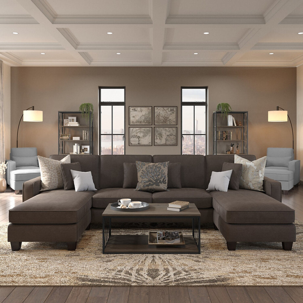 U Shaped Sectional Couch With Reversible Chaise Lounge T12956
