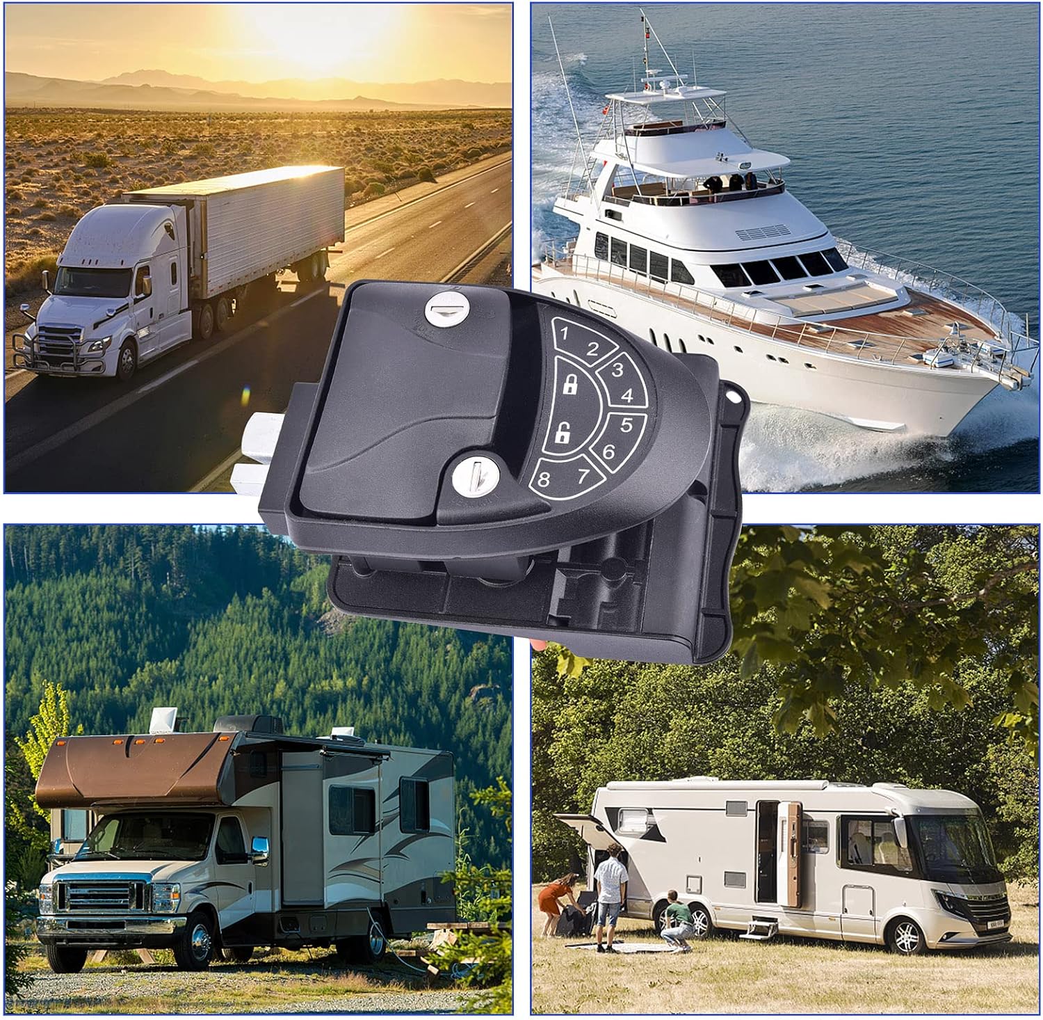 RV Keyless Entry Door Lock with Key Fobs and Backlit Keypad Q386