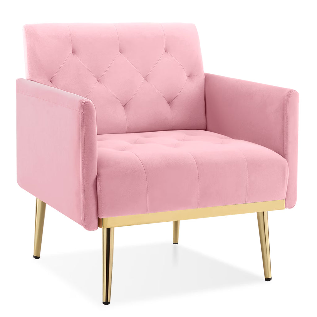 Black Velvet Accent Chair with Metal Legs Q754251