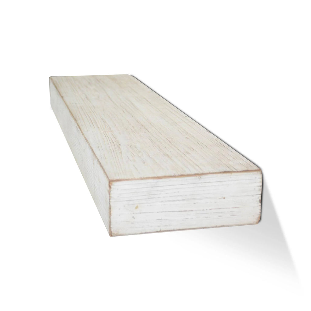 Rustic Whitewashed Wood Floating Wall Shelf P5456