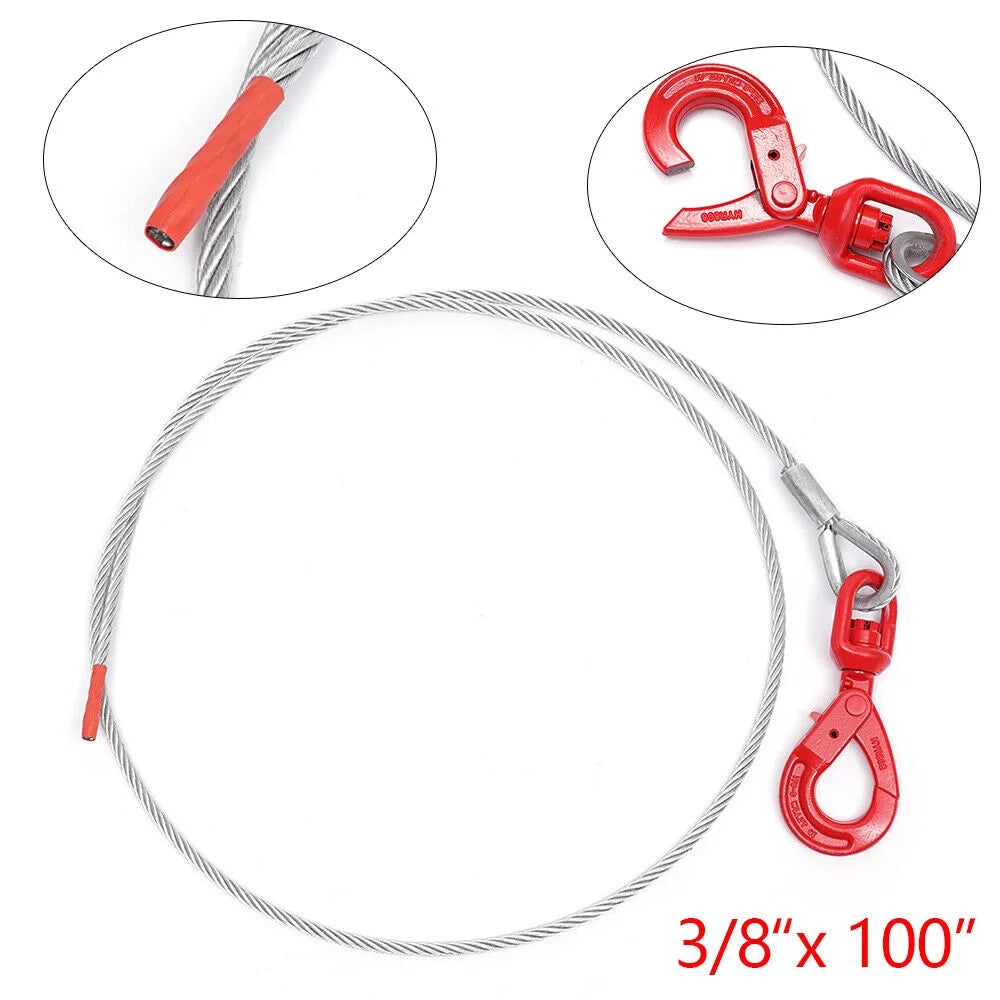 3/8" x 100" Steel Core Wire Rope Winch Cable with Swivel Hook I366285