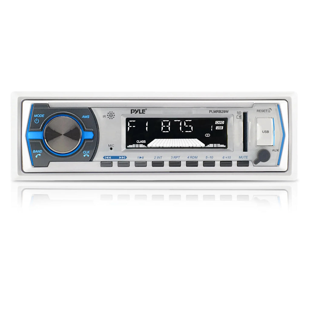 Marine Boat Bluetooth Radio Headunit Receiver with Remote, 2x 6.5'' 600W Black Coaxial Speakers, 2-Channel Waterproof Amplifier V3426