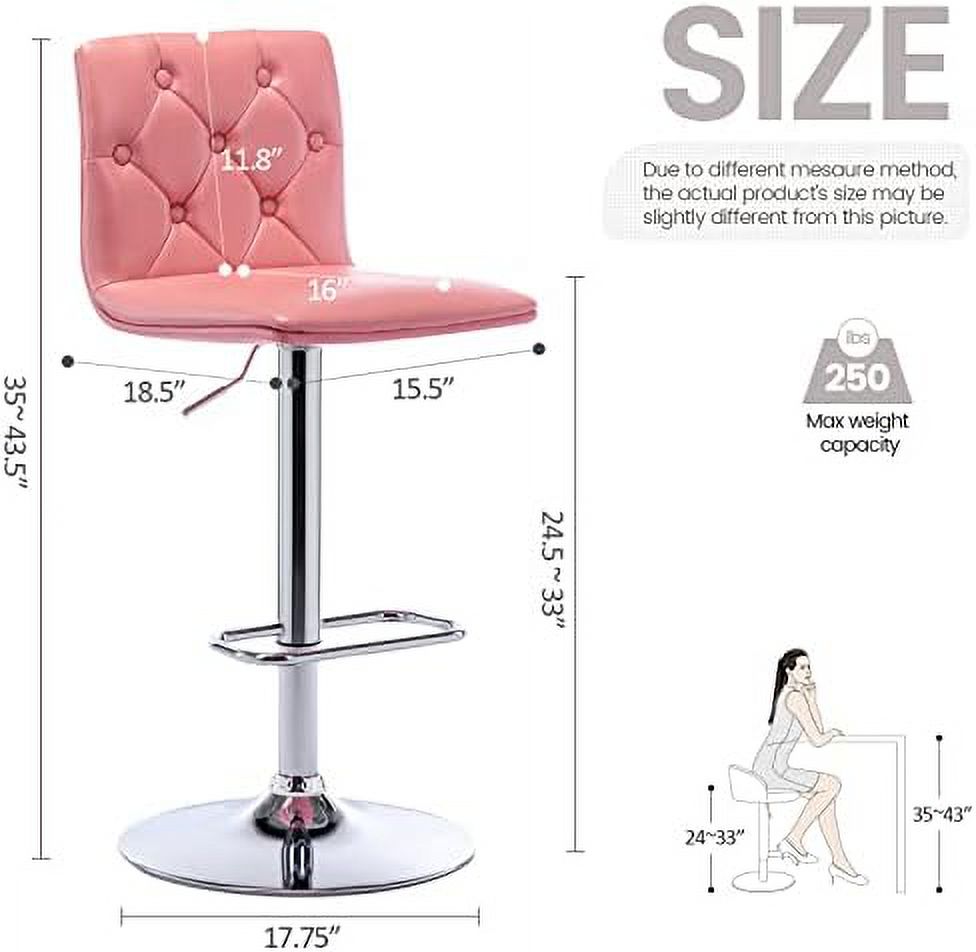 Red PU Leather Swivel Barstools Set of 2 U169939