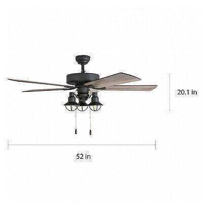 Rustic Industrial Farmhouse LED Ceiling Fan with Light Kit and Remote, 52x22 T12751