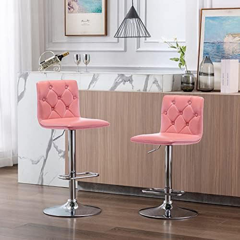 Red PU Leather Swivel Barstools Set of 2 U169939