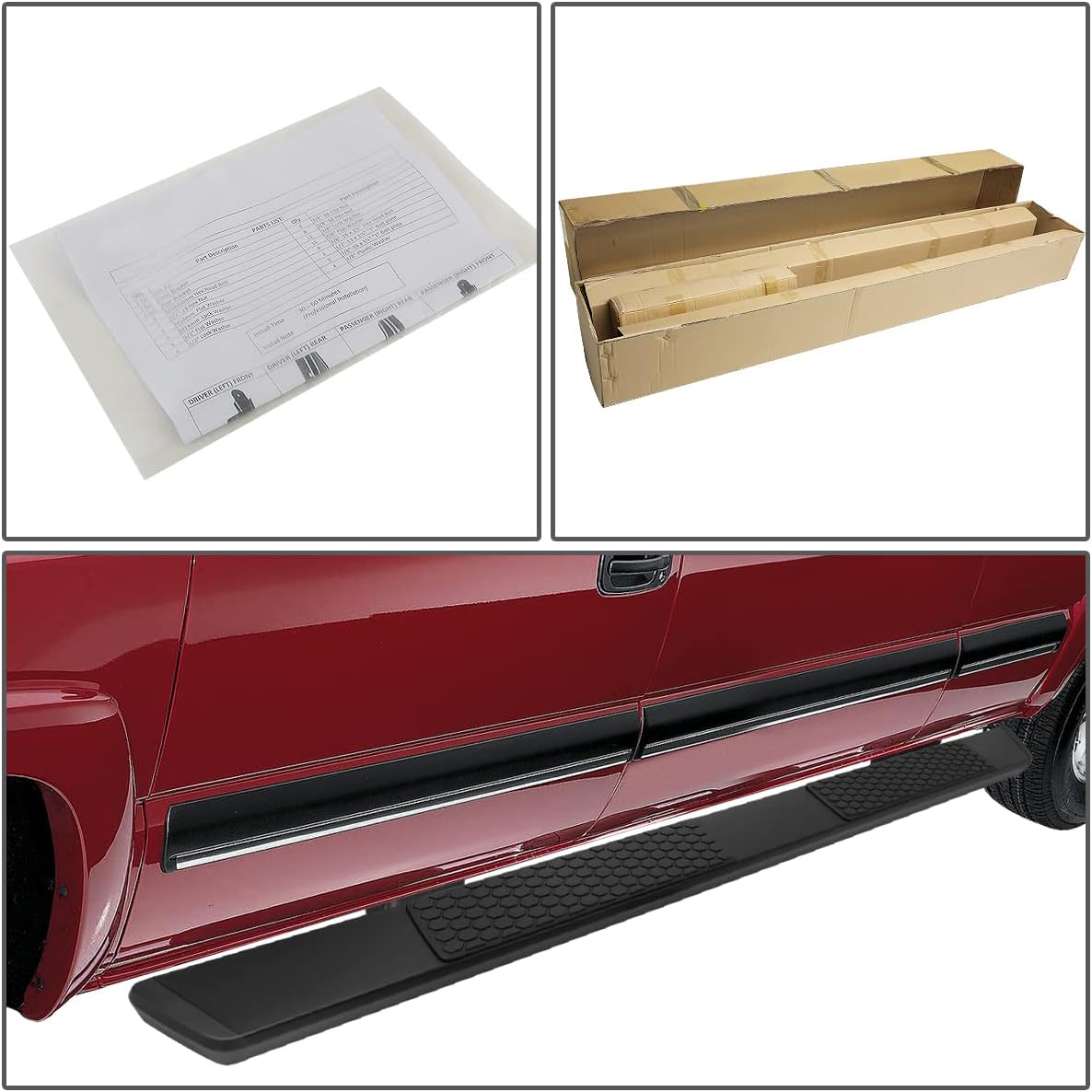 5.5 Inches Side Step Nerf Bar Running Boards Aluminum Black Powdercoated F42713