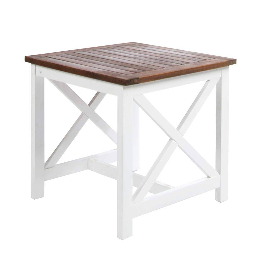Acacia Wood End Table with White Frame D8802