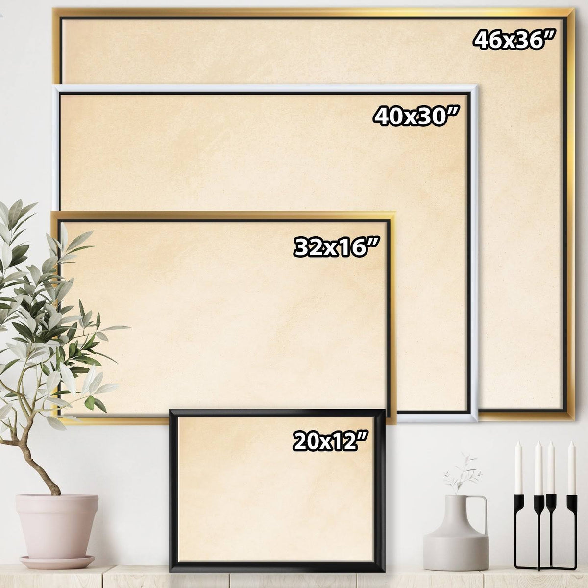 Framed Canvas - Grey - 40 in. Wide x 30 in. High - Gold M3114