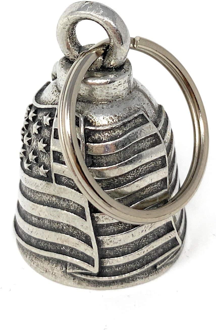 US Flag Motorcycle Biker Bell Key Chain D59225