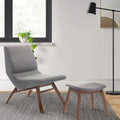 Walnut Gray Wood Side Chair with Ottoman R23673