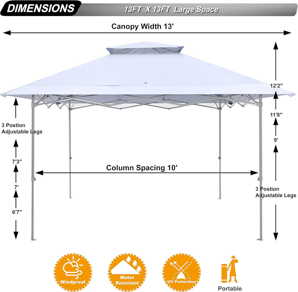 13x13 Pop Up Canopy Tent, Dark Gray S730732
