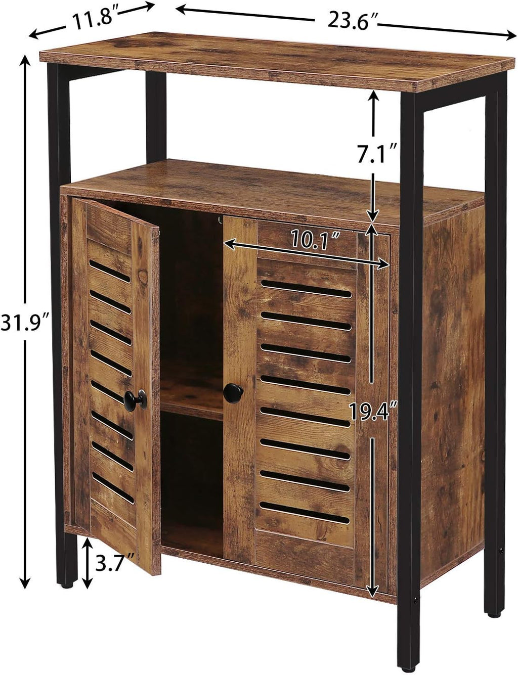 Rustic Brown Floor Storage Cabinet with Hidden Adjustable Shelf P33814