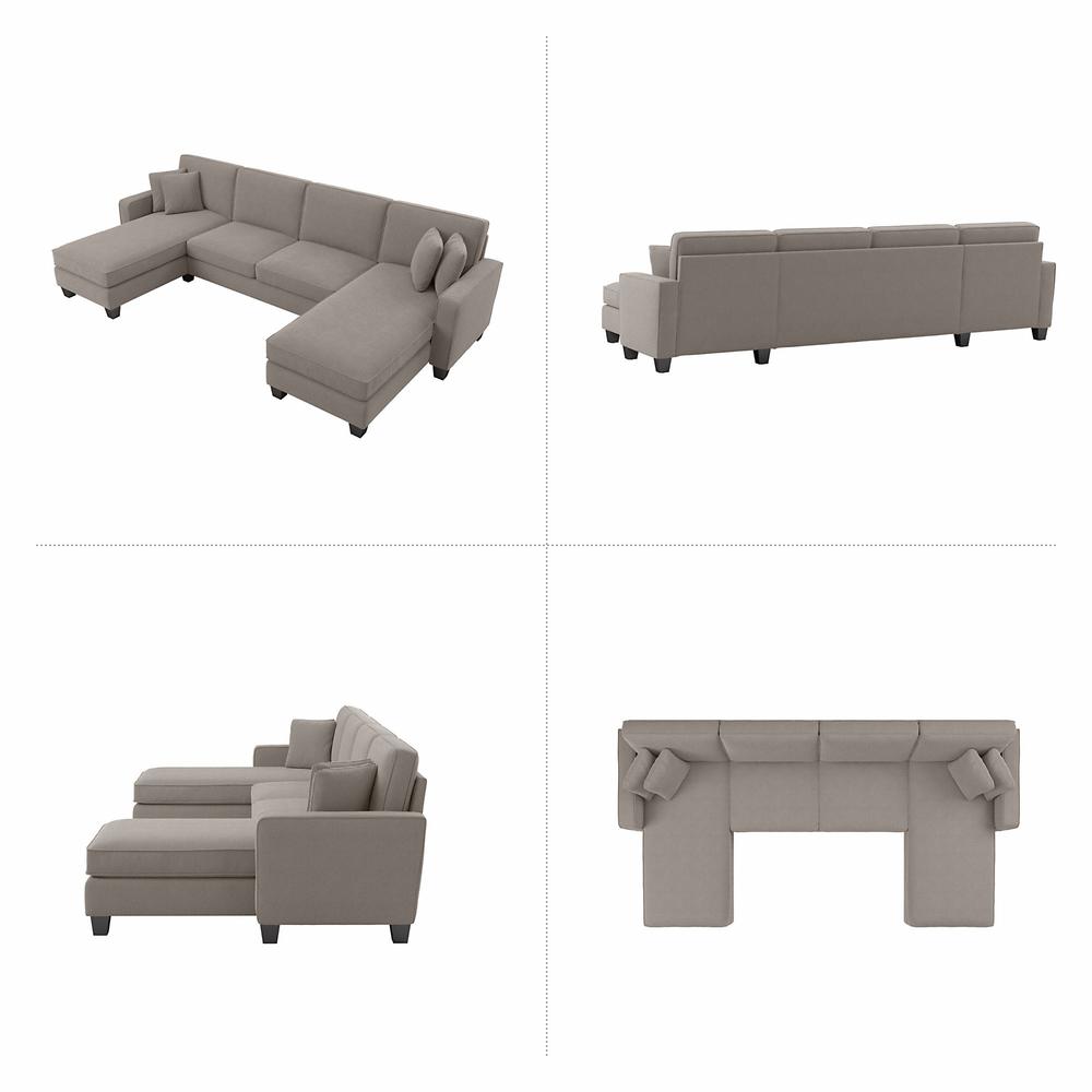 Beige Herringbone Fabric Sectional with Double Chaise F73656