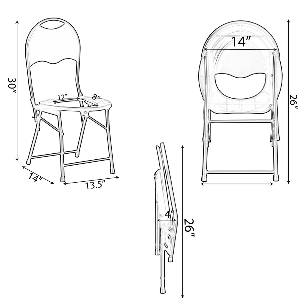 Black Folding Portable Toilet Seat with Backrest H45902