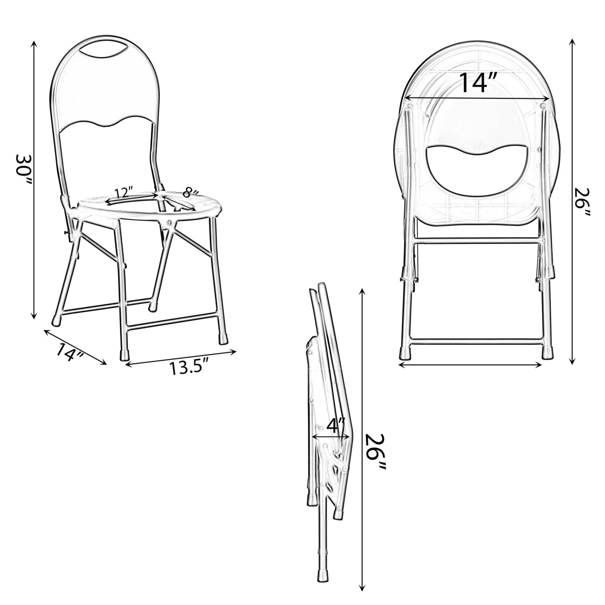 Black Folding Portable Toilet Seat with Backrest H45902