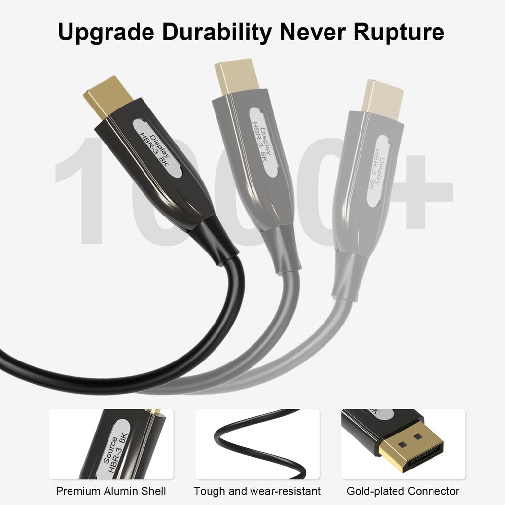 8K Fiber Optic DisplayPort Cable 50ft/15m, Braided K331557