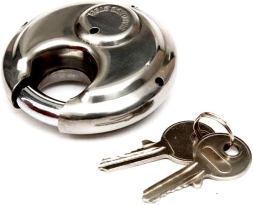 Pack of 12 Stainless Steel 70mm Round Disc Padlocks Keyed Alike R174343