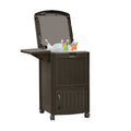 Java Resin Wicker Patio Cooler with Cabinet and Wire Basket P74153