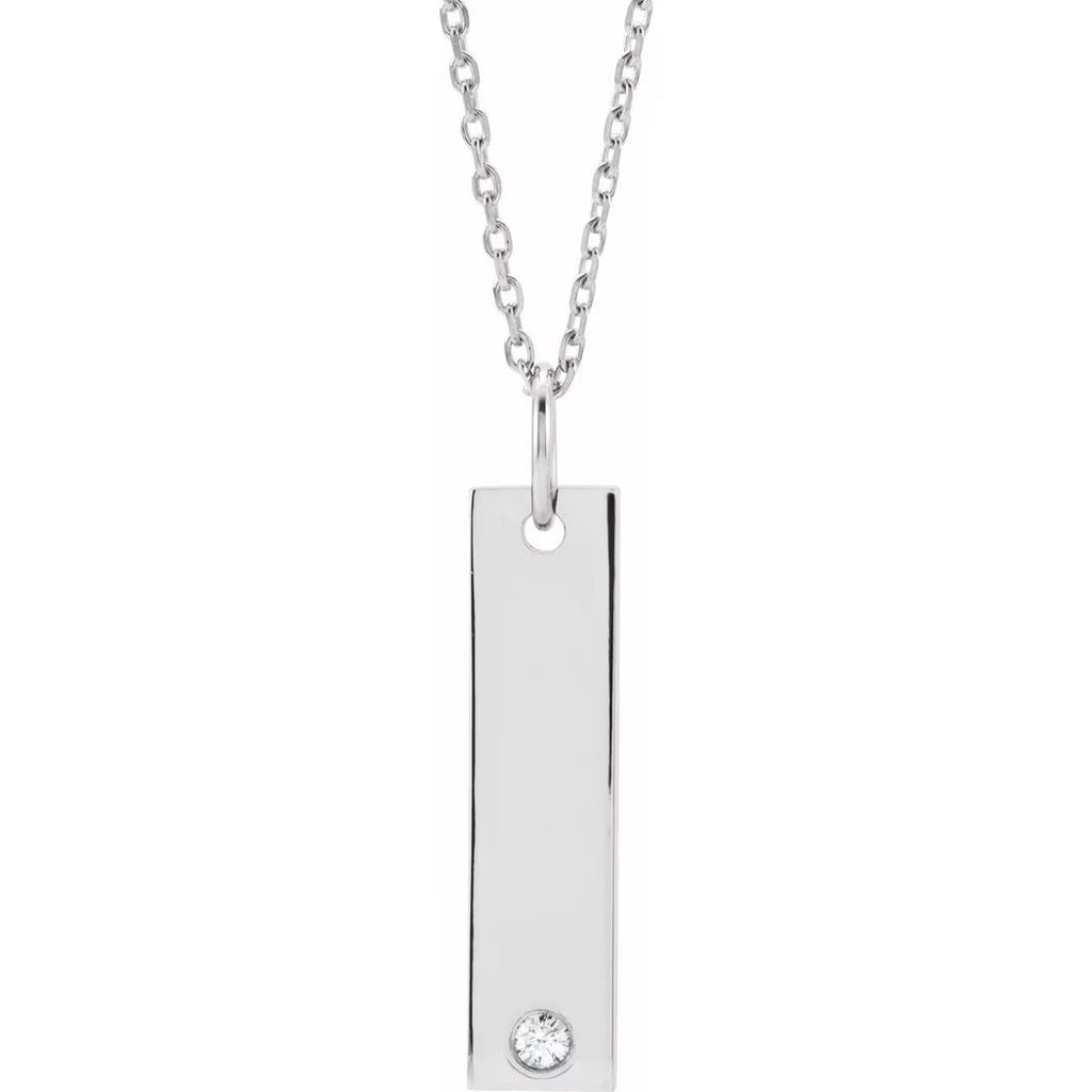 Polished .03 Carat Diamond Bar Necklace P258