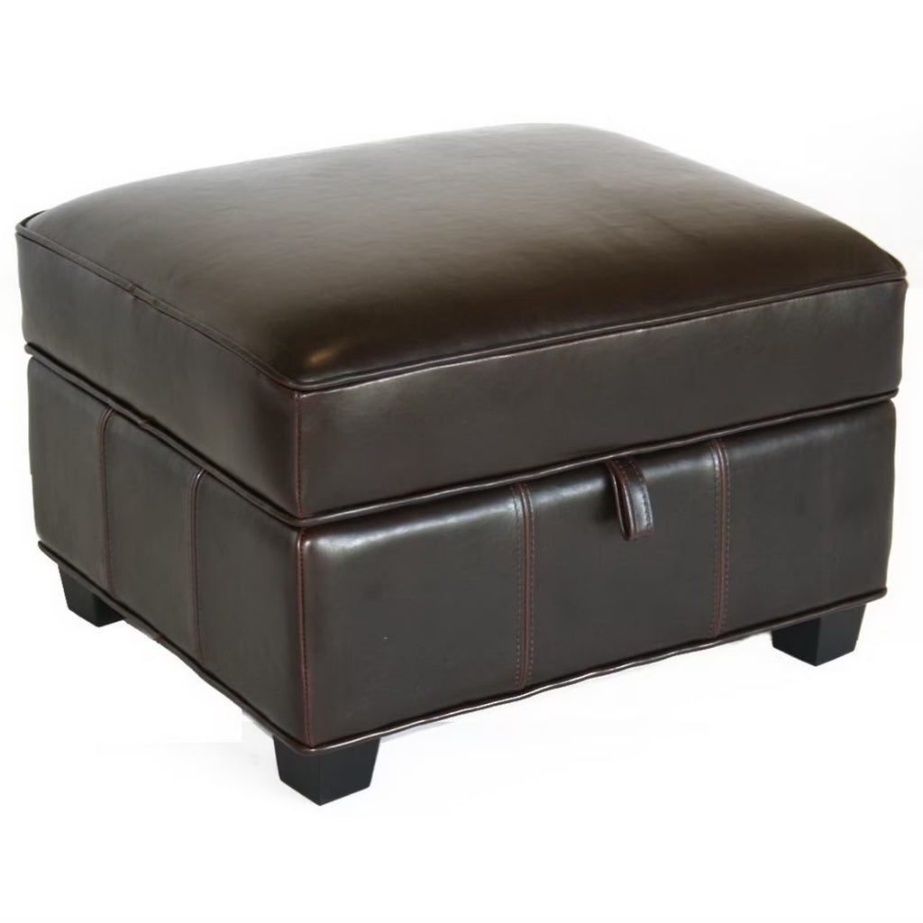 Brown Leather Storage Ottoman Y27460