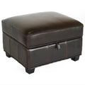 Brown Leather Storage Ottoman Y27460