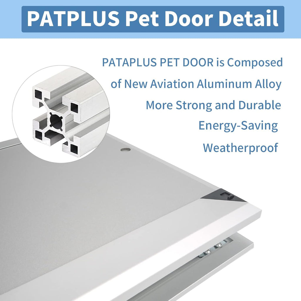 Dog Door with Slide-in Lock Panel and Magnetic Double Flaps, Aluminum Frame Pet Door (Medium) J832