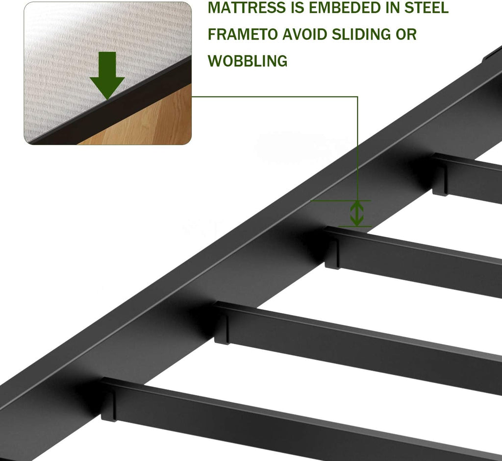 18 Inch Metal Platform Bed Frame with Steel Slats R9325