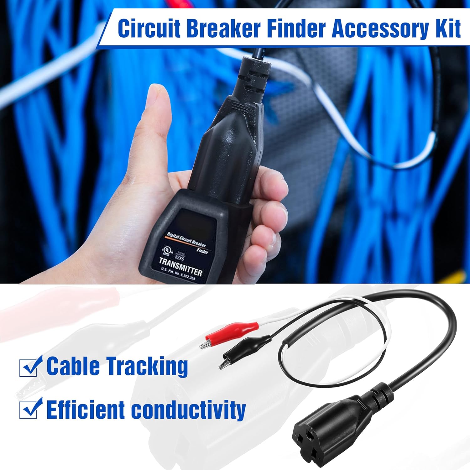 Circuit Breaker Finder Adapter Accessory Kit with Clips, Light Socket, Grounding Outlet Adapter and Carrying Case T14757
