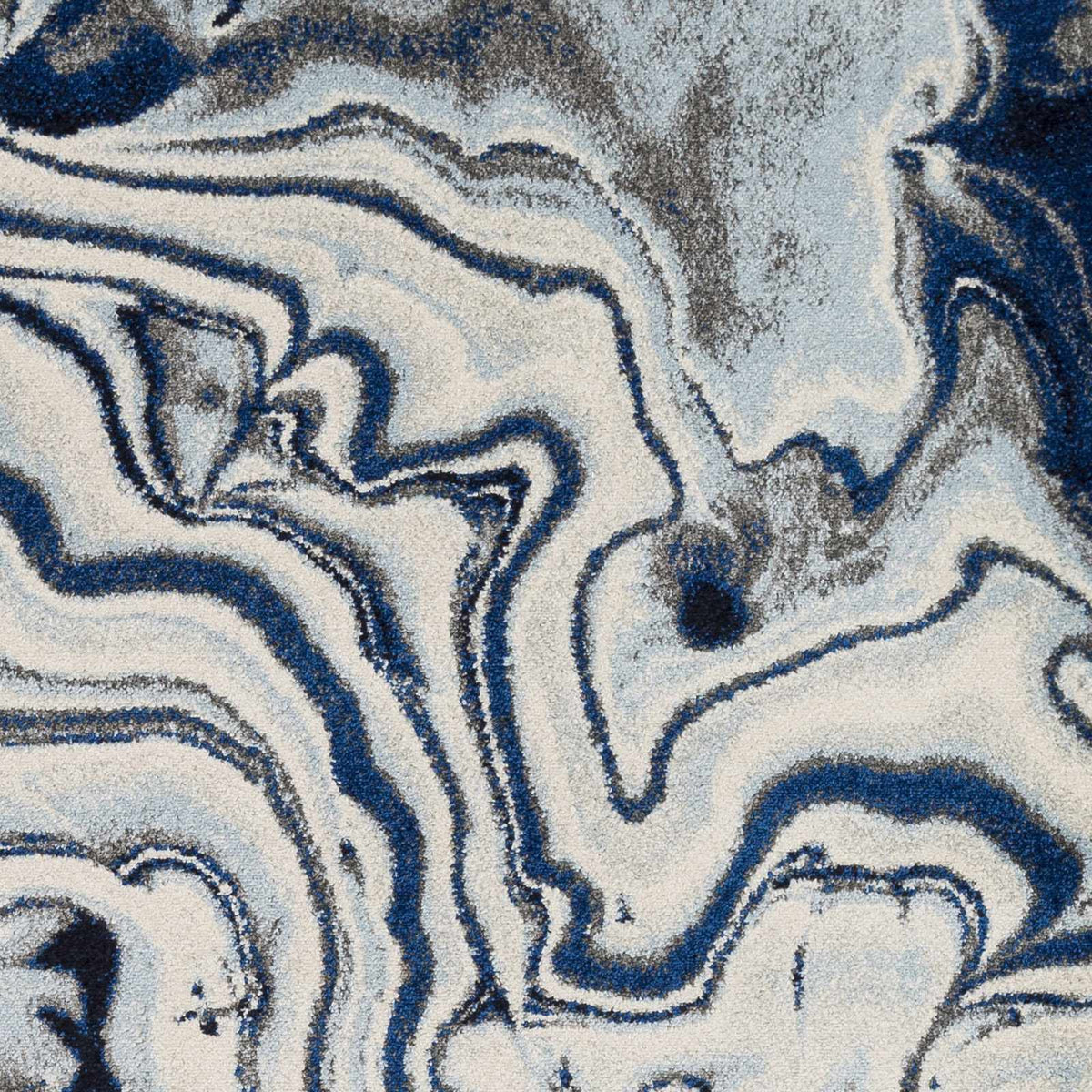 Abstract Coastal Area Rug - Marble Swirl Pattern - Ombre Blue, Royal Blue, Navy Blue, Grey, White - 5'3" x 7'3" C483582