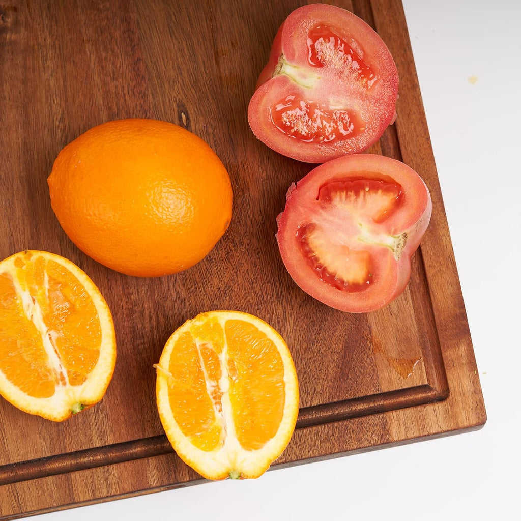 Acacia Wood Cutting Board with Juice Slot and Handle E894746