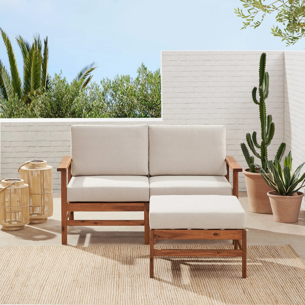 Brown Solid Wood 3-Piece Outdoor Sectional V37384