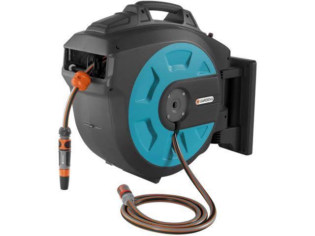 Pulsating Lawn Sprinkler Bundle with Swivel Garden Hose Reel Box N5866
