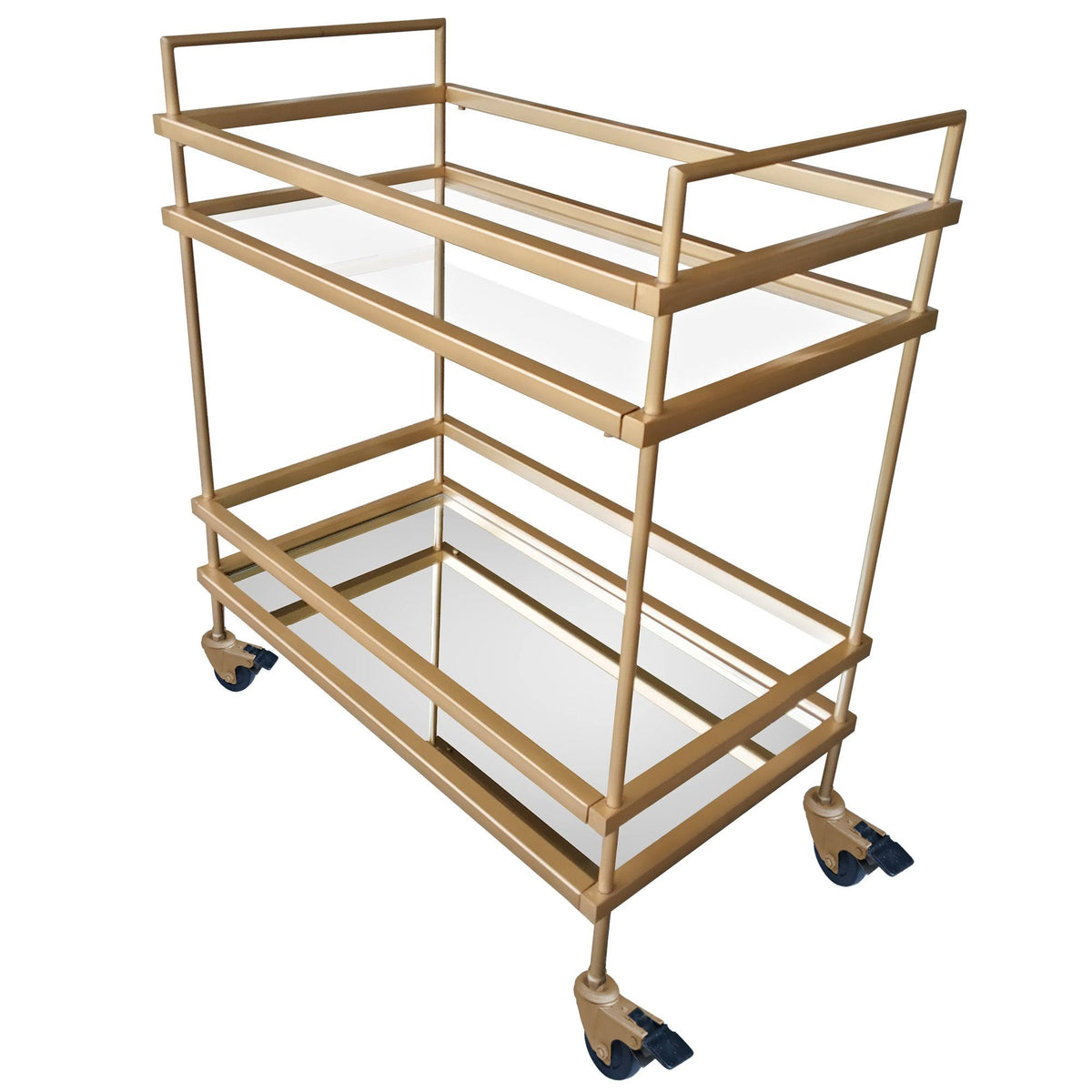 Gold Bar Cart with Two Glass Shelves I84629