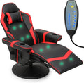 Red PU Leather 360° Swivel Recliner Massage Chair with Footrest B4399