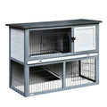 2-Tier Wooden Rabbit Hutch with Cage P95336