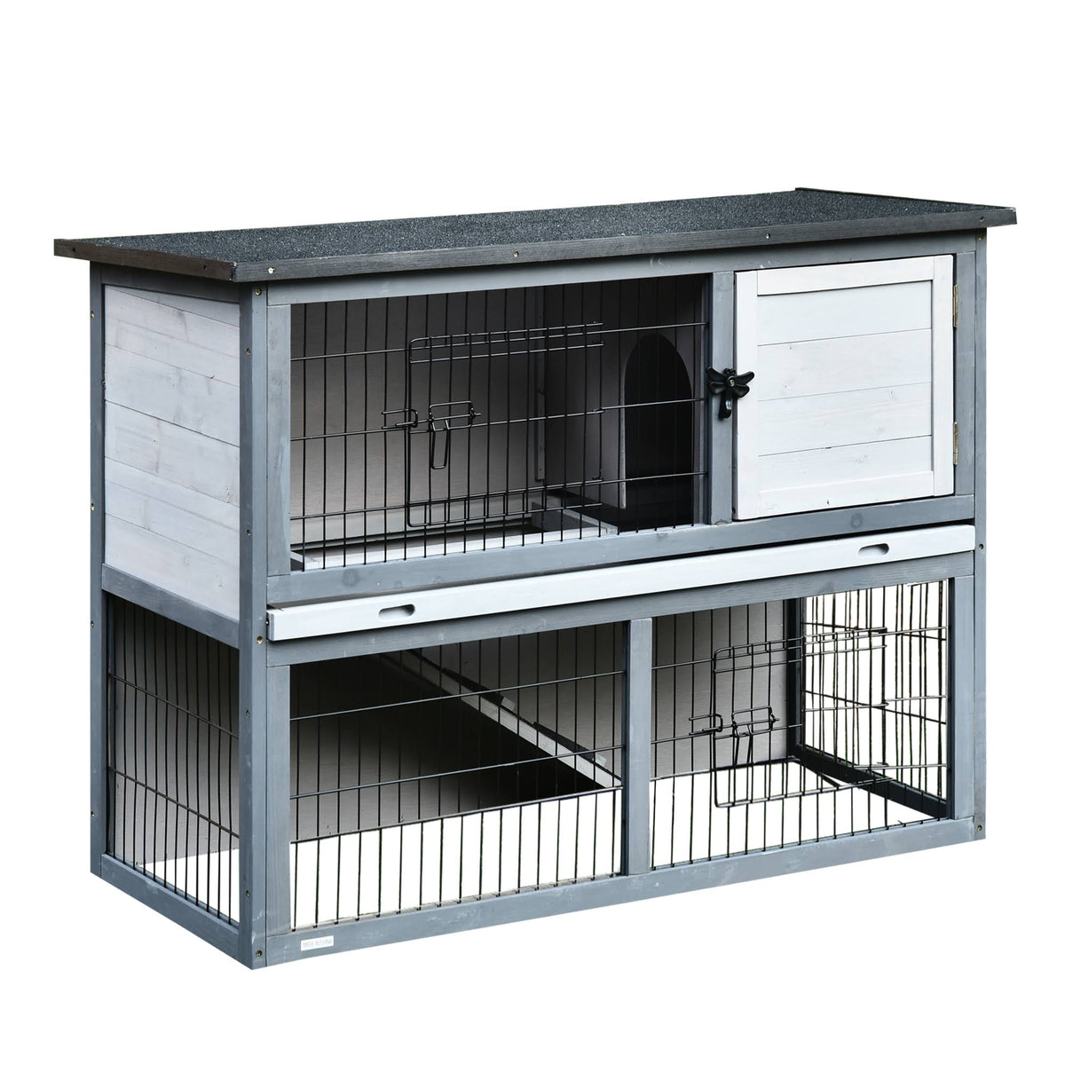 2-Tier Wooden Rabbit Hutch with Cage P95336