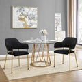 Black Velvet Dining Chairs Set of 2 with Armrest and Golden Chrome Legs S65711