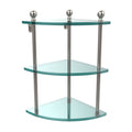 3 Tier Corner Glass Shelf Satin Nickel V5102