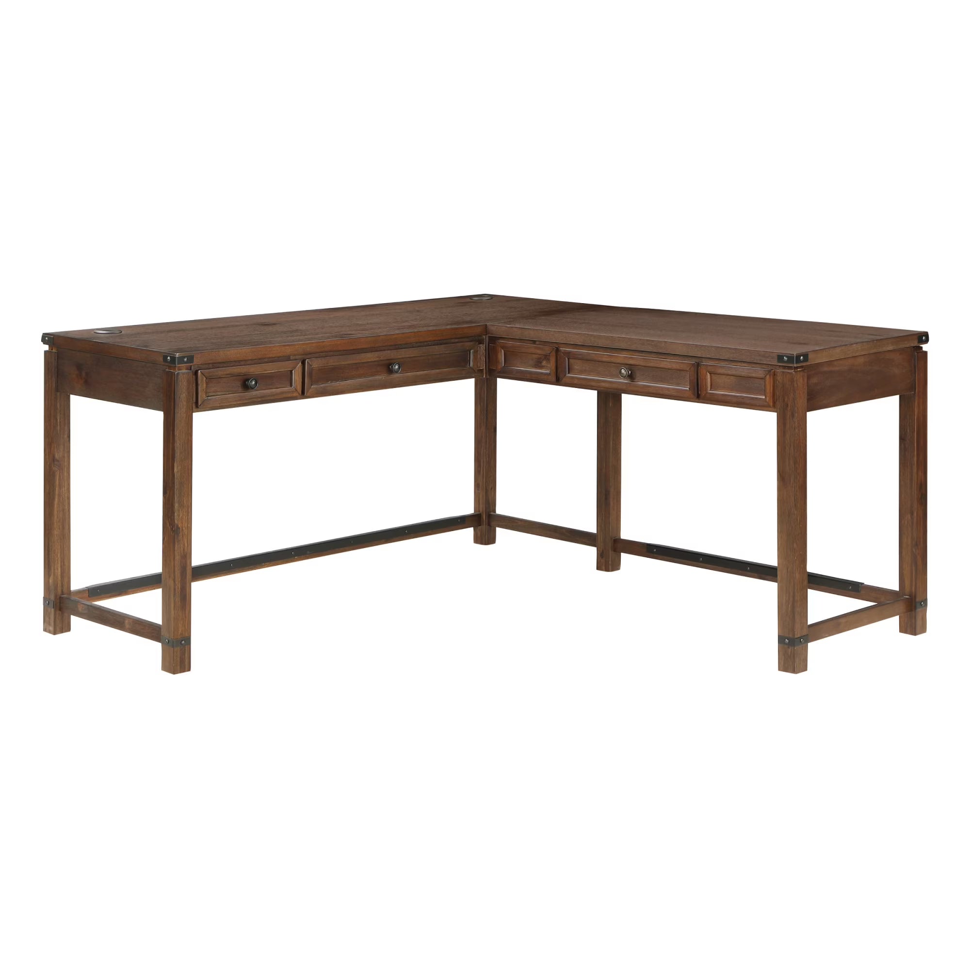 Brushed Walnut Engineered Wood Sit-to-Stand L-Desk O839