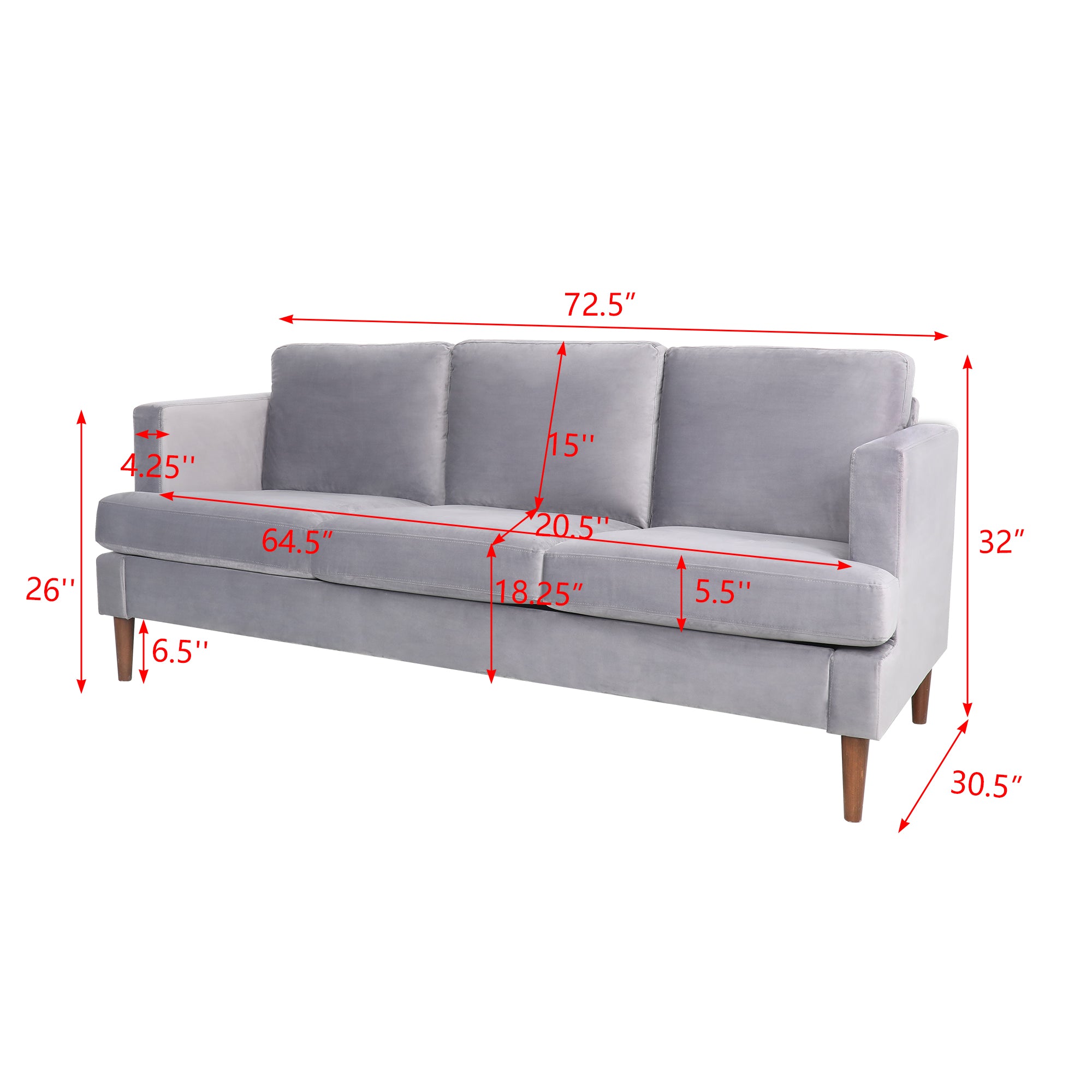 Gray Velvet 2 Piece Sofa Set D6800