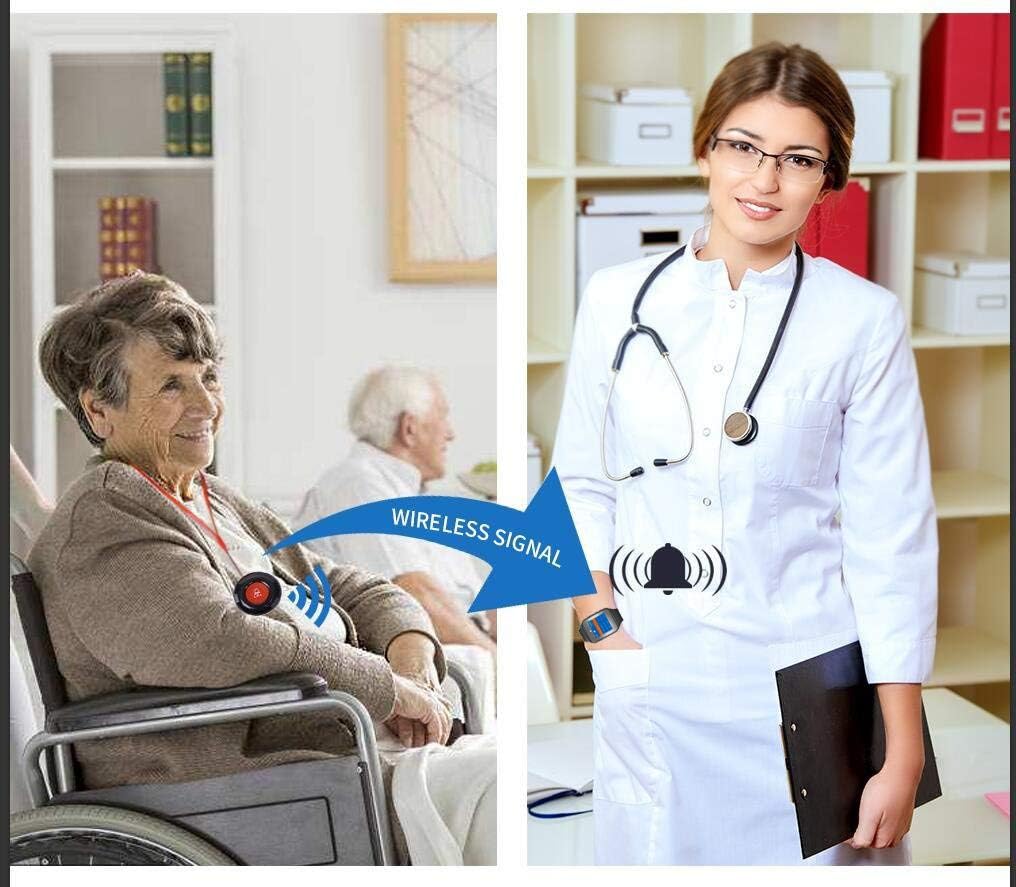 Wireless Wrist Pager Nurse Calling Alert System 1 Receiver 5 PCS Call Buttons K767