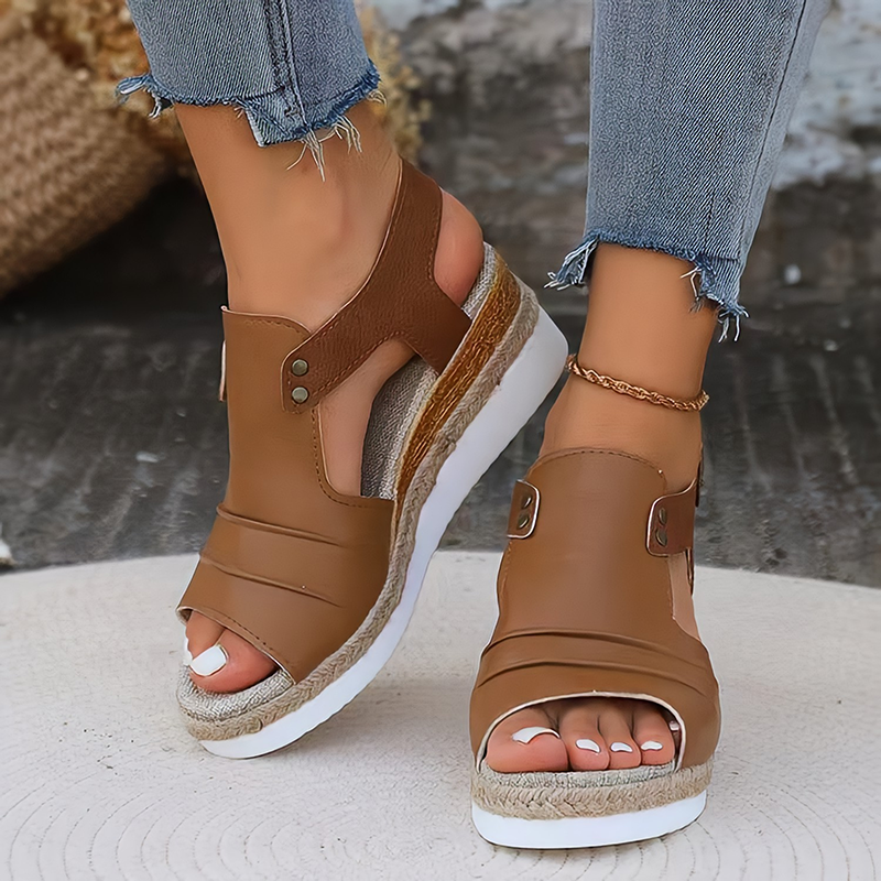 Women's Platform Wedge Sandals, Open Toe Ankle Buckle Strap Espadrille Casual Summer Shoes