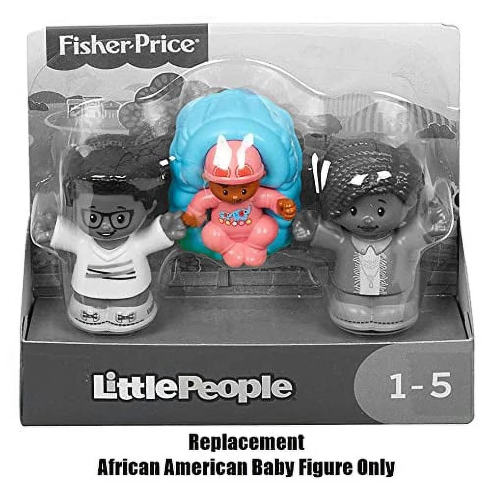 African American Baby Figure with Blue Basket and Pink Outfit C206