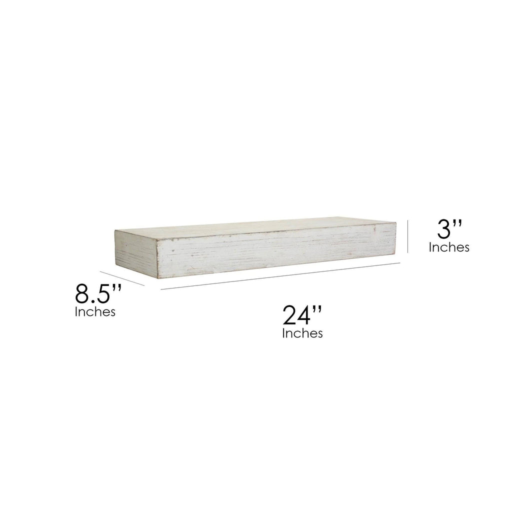 Rustic Whitewashed Wood Floating Wall Shelf P5456